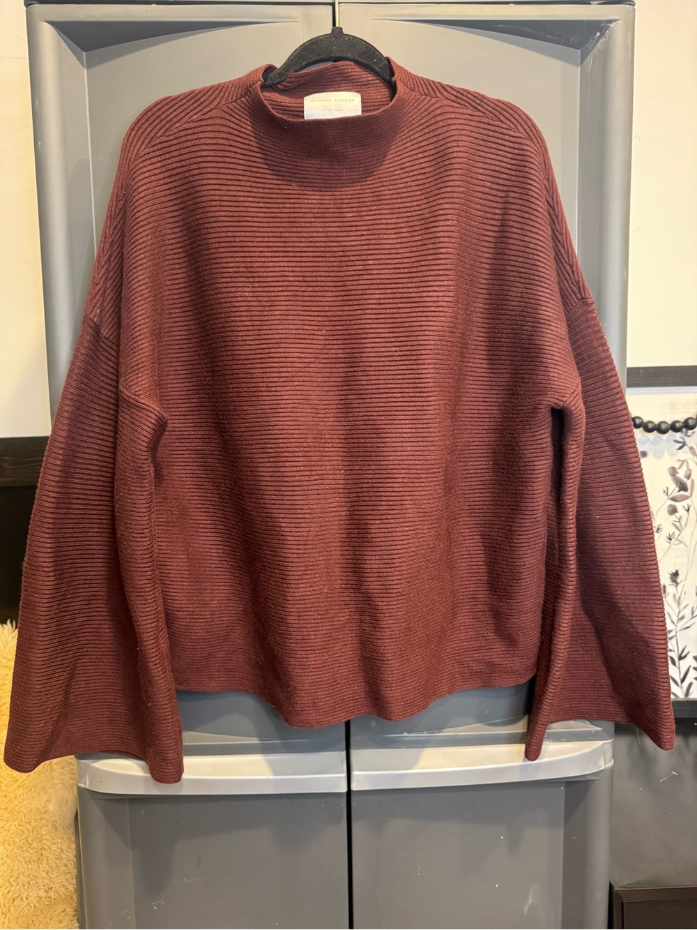 Modern Citizen Lou Ribbed Knit Boxy Swing Pullover Sweater